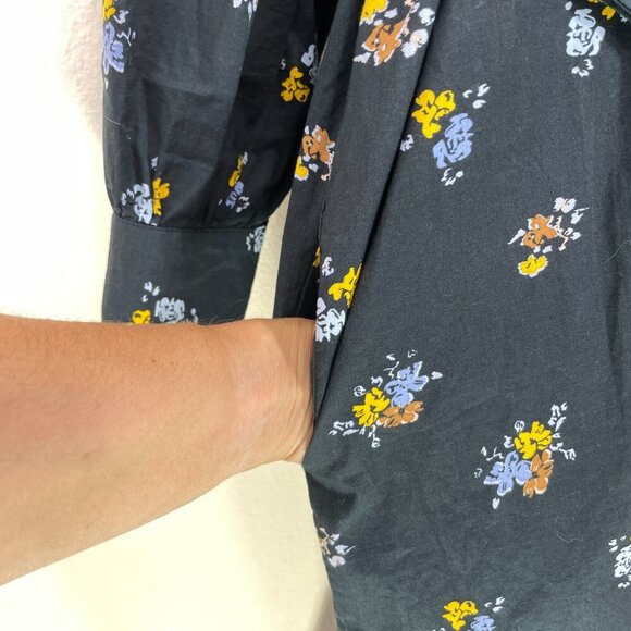 Baum Und Pferdgarten Maxi Dress Size 34 XS Black Floral Long Sleeve Side Pockets - Picture 6 of 9